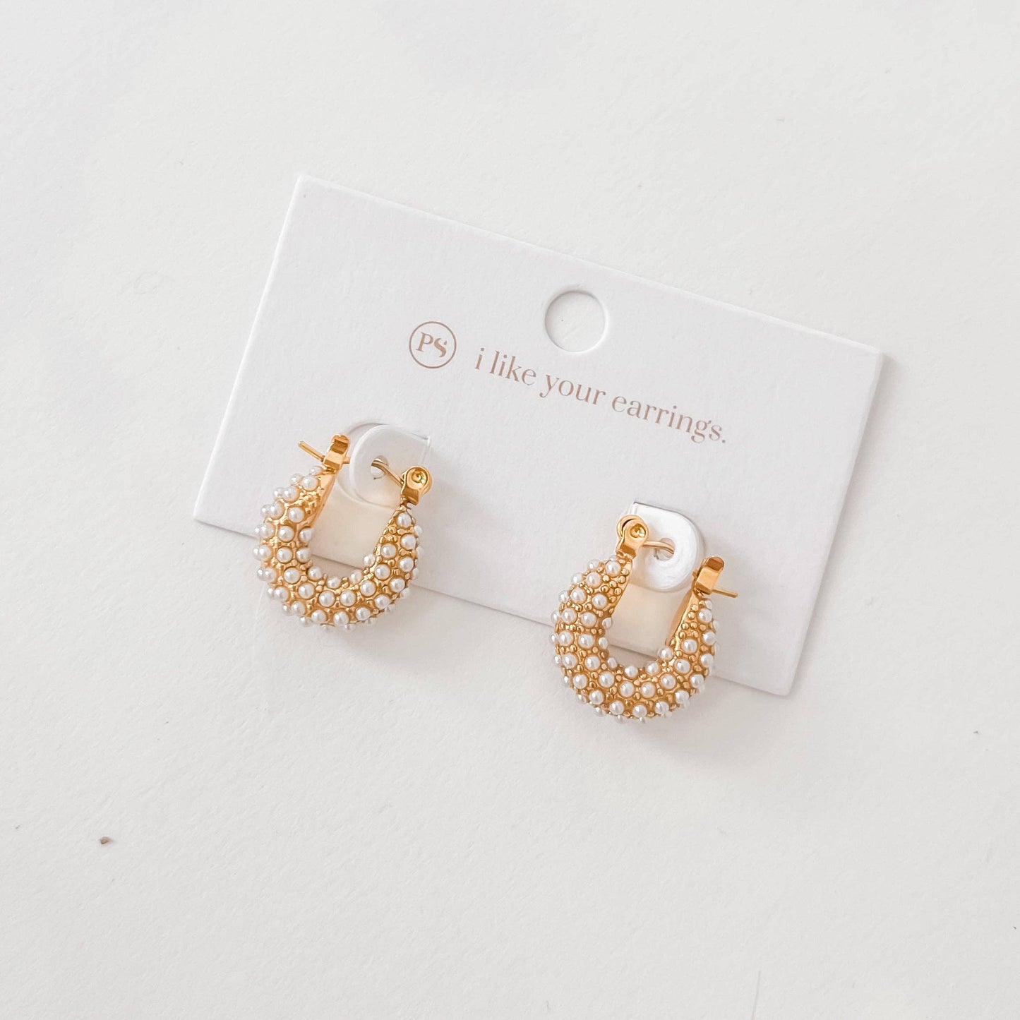 Hailey Huggie Pearl Earrings - WATERPROOF