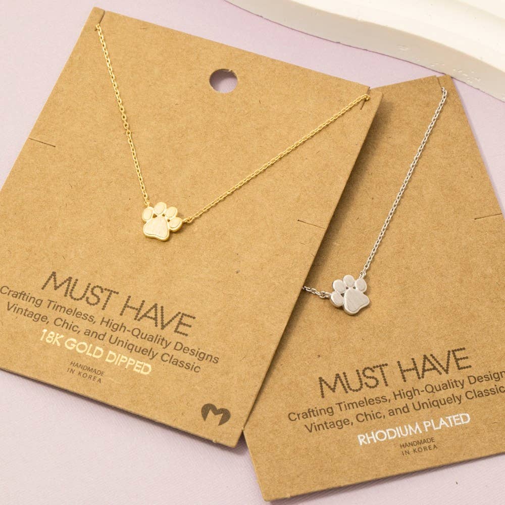 Mini Paw Print Charm Necklace: S
