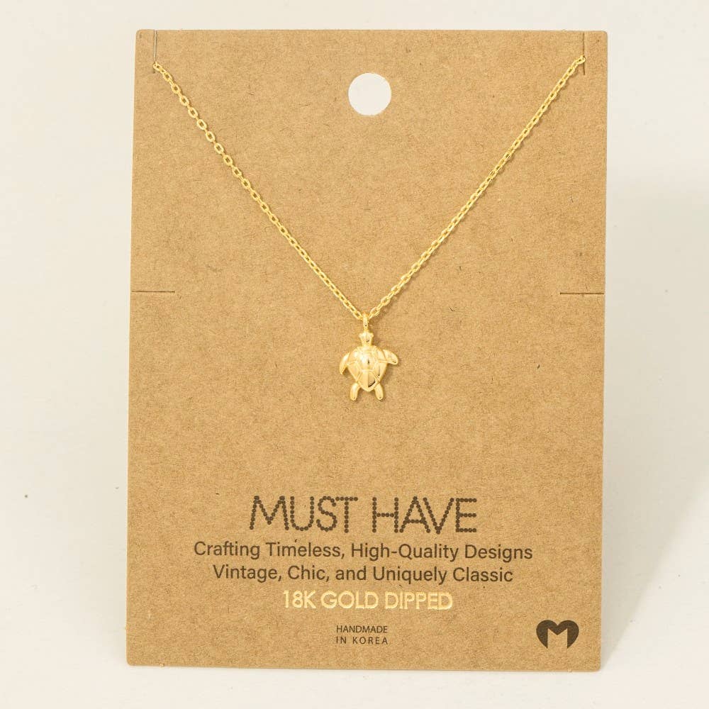 Gold Dipped Turtle Pendant Necklace: G