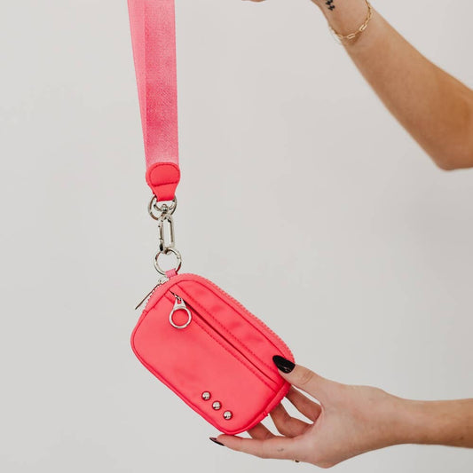 Nelly Nylon Card Wallet Wristlet: Watermelon Pink