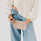 Suede Emma Woven Clutch Wristlet: Burgundy
