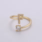 Adjustable Gold Initial Ring With CZ R370~R395: C