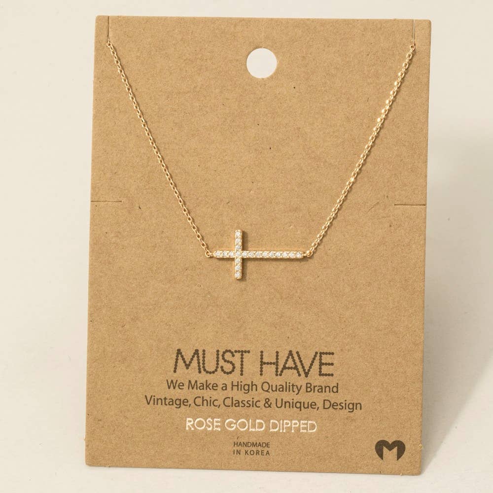 Cross Jewel Pendant Necklace: G