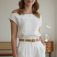 Suede Belt with Curved Gold Buckle | Chic Everyday Accessory: Camel / Medium