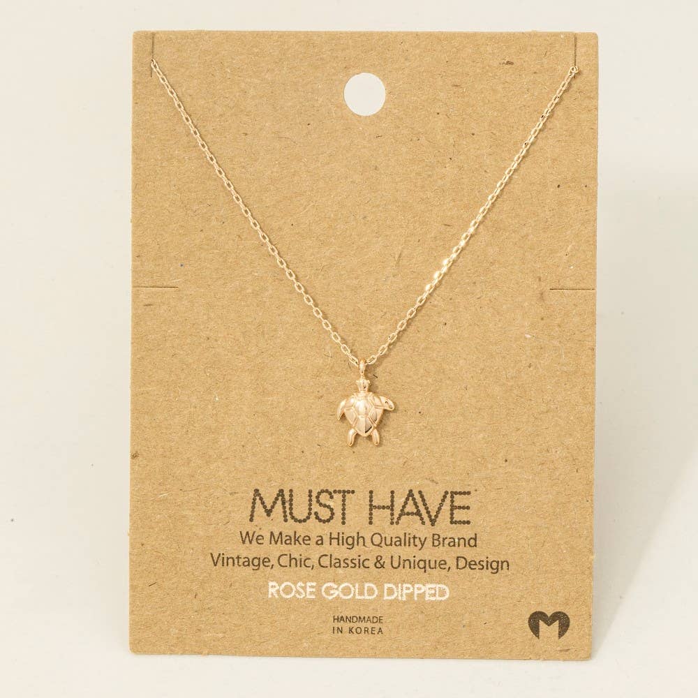 Gold Dipped Turtle Pendant Necklace: G