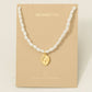 Pearl Beaded Disc Pendant Necklace: G