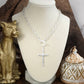 Divine Simplicity – Hammered Cross Front Toggle Necklace: Worn Gold Tone