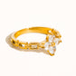 Finn 18K Gold Non-Tarnish Flower Chain Ring: Yellow Gold
