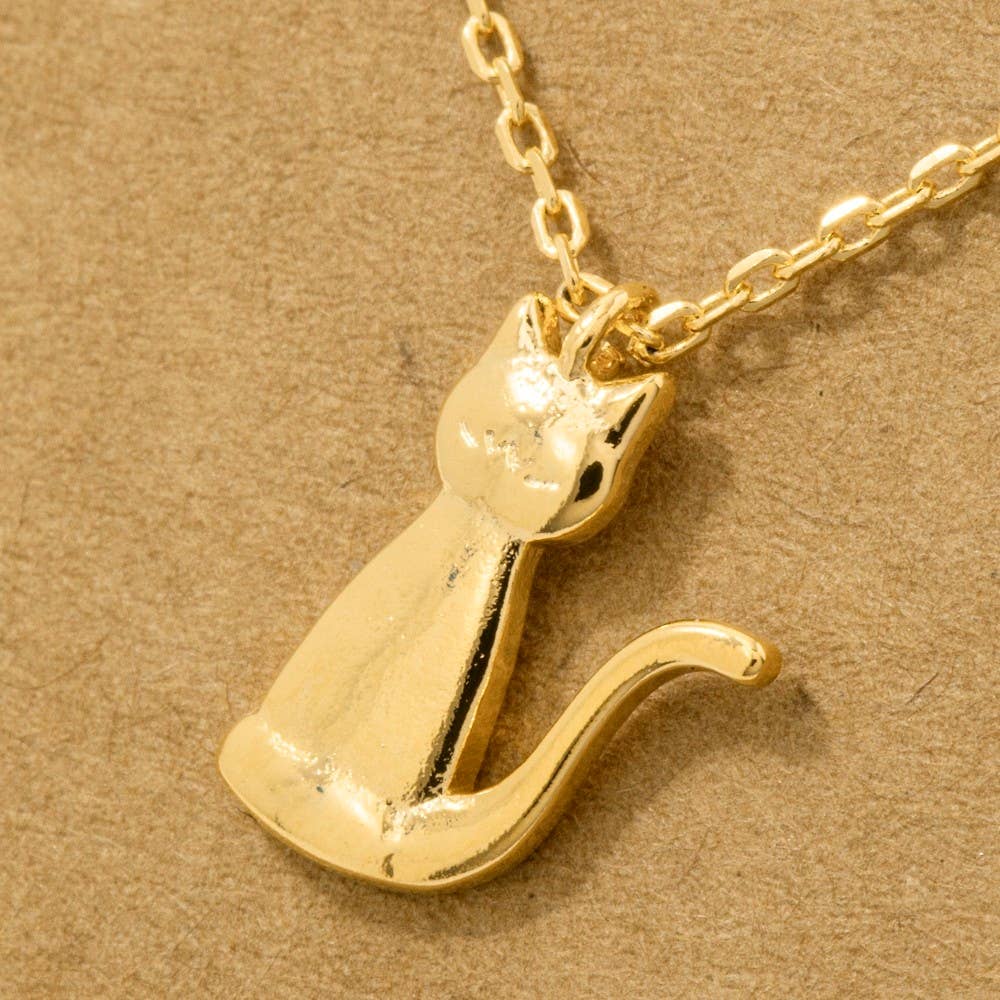 Gold Dipped Cat Pendant Necklace:G