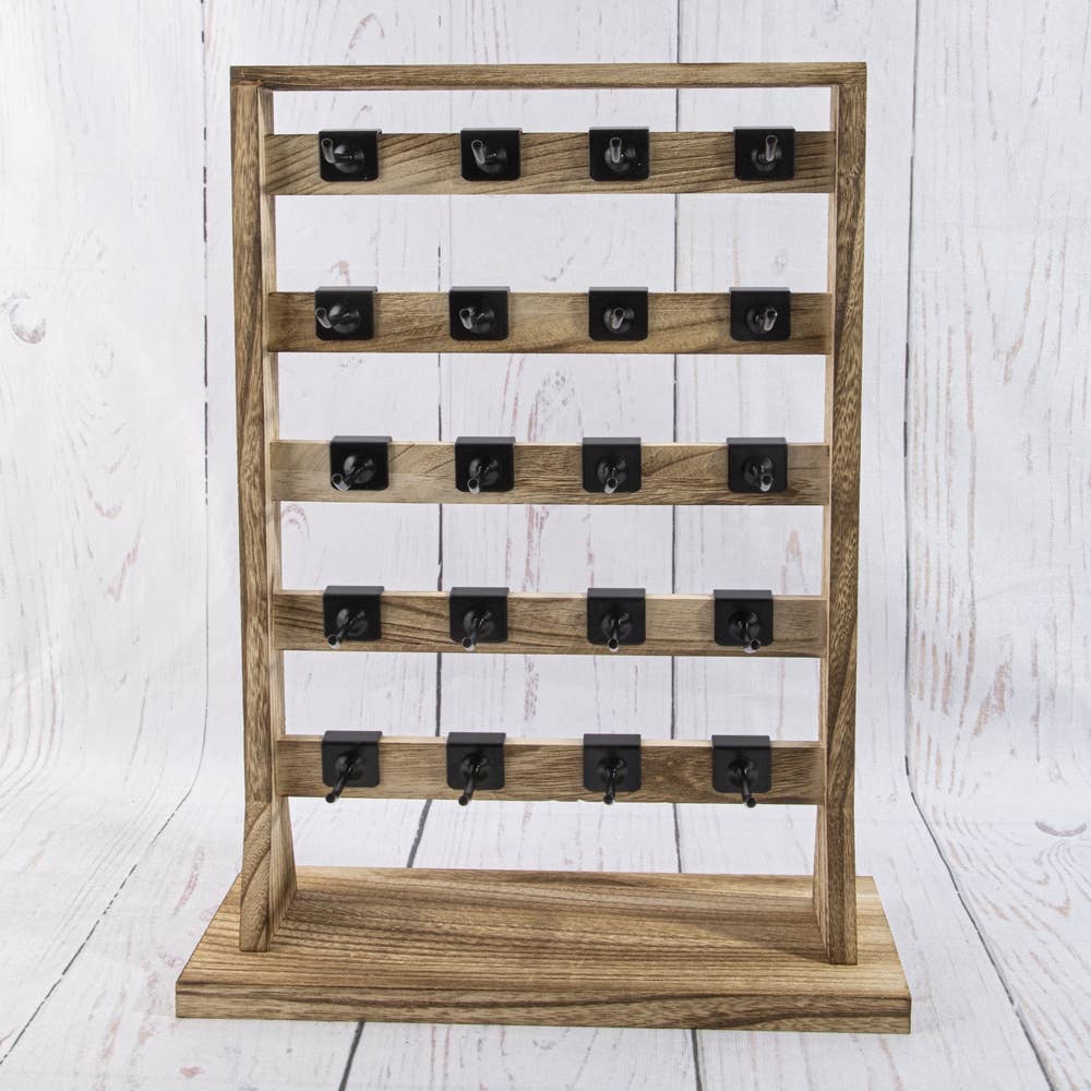 Wood Jewelry Card Display Stand With Twenty Hooks: LT