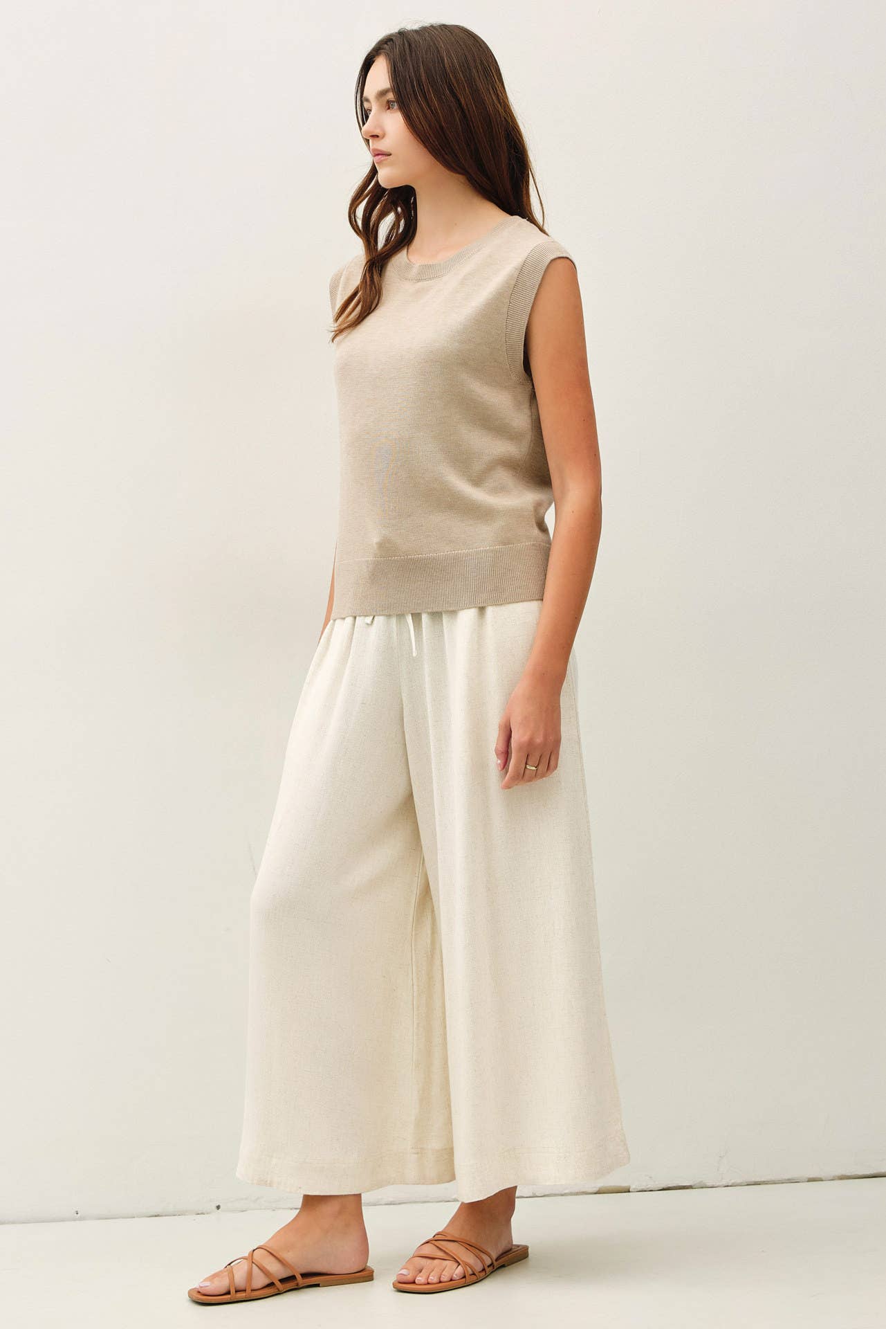 Linen Blend Cropped Pants