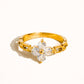 Finn 18K Gold Non-Tarnish Flower Chain Ring: Yellow Gold