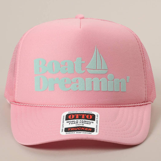 Boat Dreamin' Text Logo Printed Mesh Back Cap