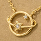 Gold Dipped Studded Star Orbit Pendant Necklace