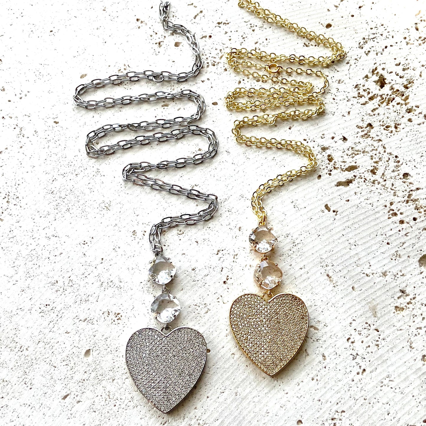 Crystal heart necklace valentine jewelry boutique gift: Gold