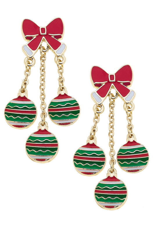 Deck The Halls Enamel Earrings in Red/Green/White