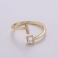 Adjustable Gold Initial Ring With CZ R370~R395: B