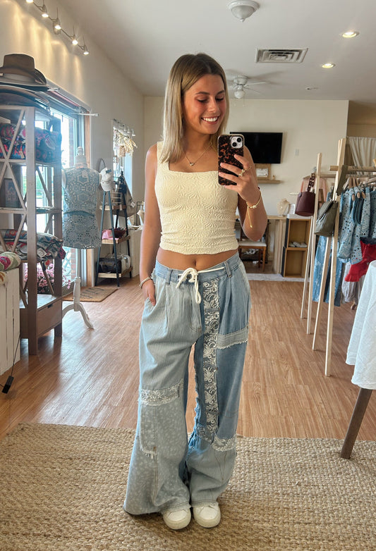 Lace Overlay Jeans