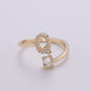 Adjustable Gold Initial Ring With CZ R370~R395: H