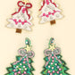 Christmas Tree Sequins Embroidered Earrings : Green