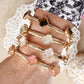 Clover Stretchy Bangle Bracelet – White, Pink, Mint, Tortoise: Soft Pink