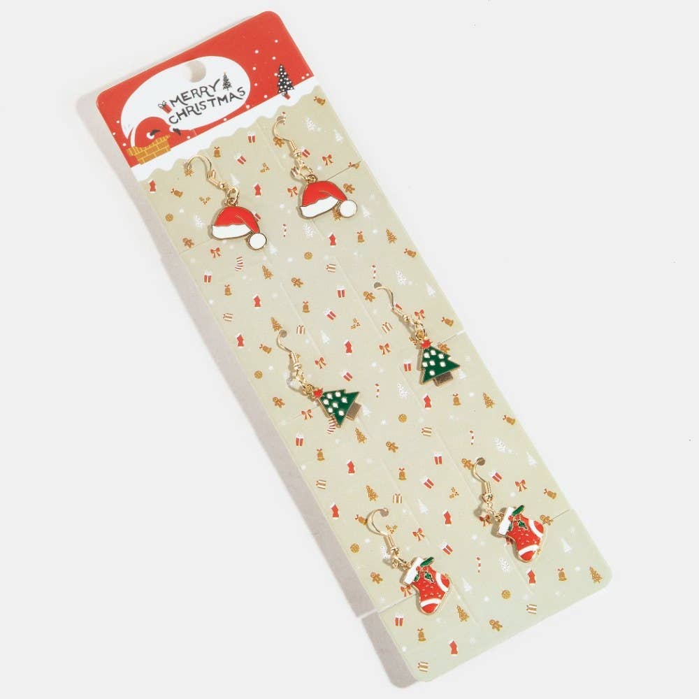 Santa Hat, Stocking and Tree Earrings