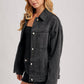 DENIM BUTTON DOWN OVERSIZED JACKET: LT.WASH / S
