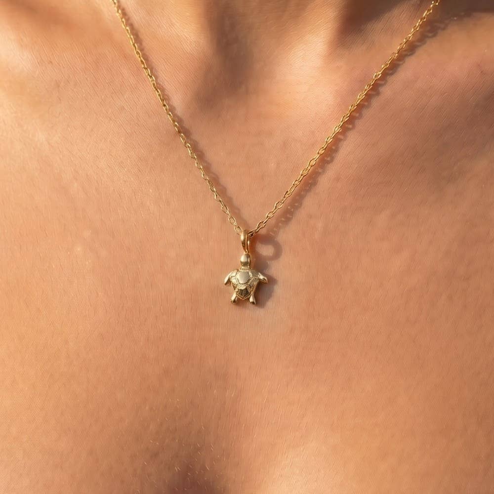 Gold Dipped Turtle Pendant Necklace: G