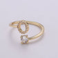 Adjustable Gold Initial Ring With CZ R370~R395: A