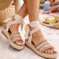 Boho Espadrille Platform with Ankle Wrap Ties
