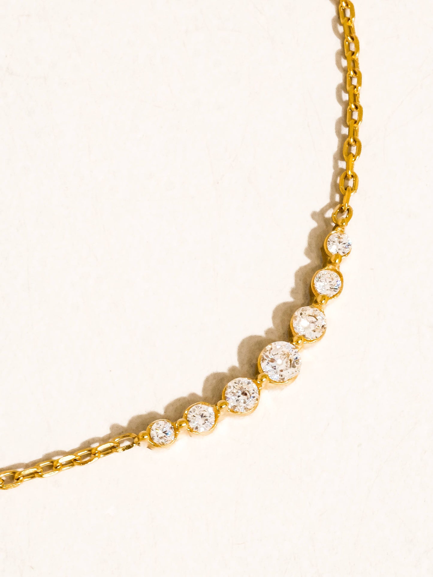 Remmi 18K Gold Non-Tarnish Crystal Station Chain Necklace: Yellow Gold