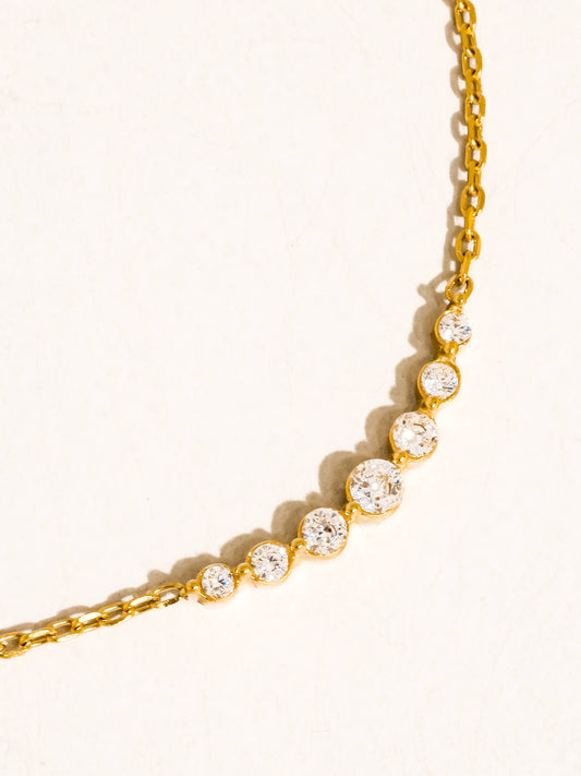 Remmi 18K Gold Non-Tarnish Crystal Station Chain Necklace: Yellow Gold