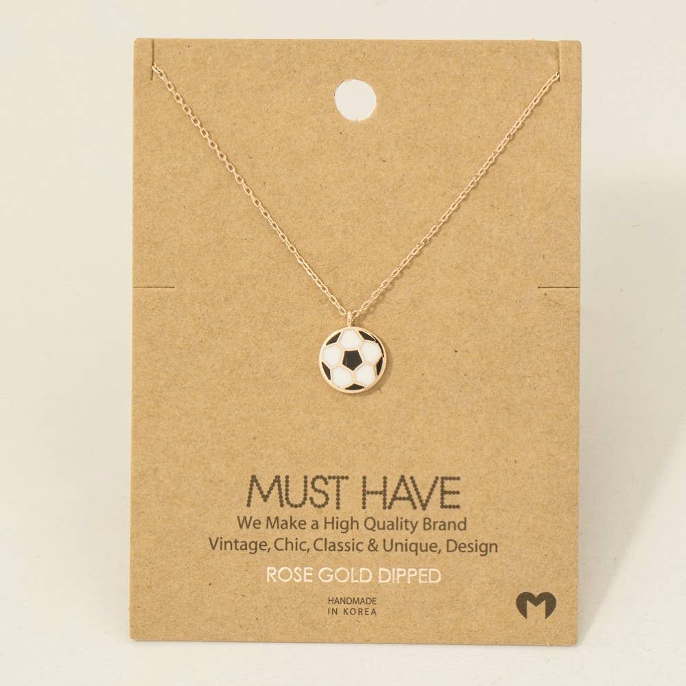 Game Day Gold Dipped Epoxy Soccer Ball Pendant Necklace: G