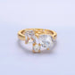 24K Gold Filled Clear CZ Baguette Teardrop Round Ring | O847