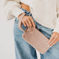 Suede Emma Woven Clutch Wristlet: Burgundy