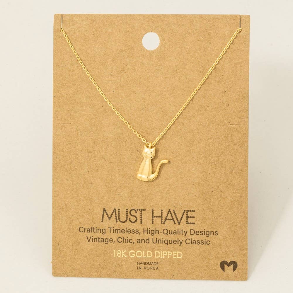 Gold Dipped Cat Pendant Necklace:G