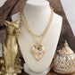 Heartbound Muse – Long Heart Necklace in Gold & Pearls: Spiky