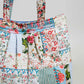 Quilted Patchwork Print Shoulder Tote Bag: IVORY/BLUE / Os