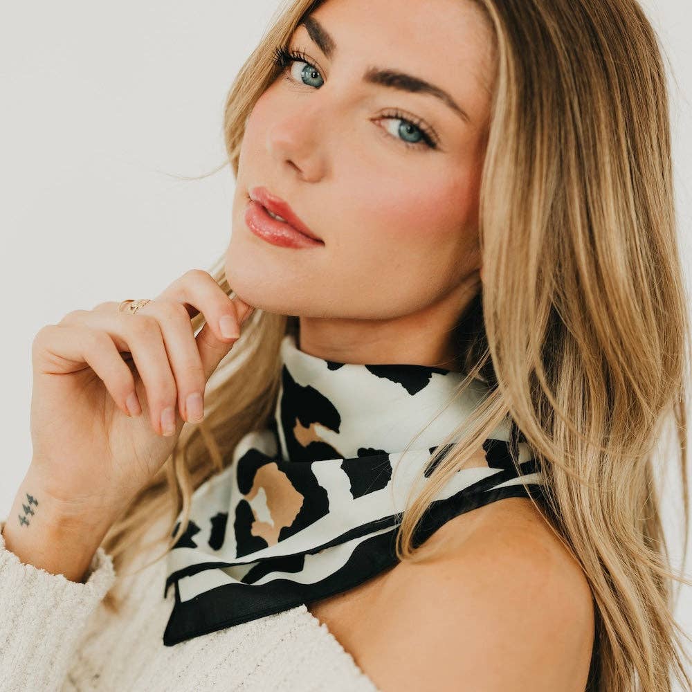 Sylvie Leopard Square Scarf: Brown