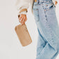 Suede Emma Woven Clutch Wristlet: Burgundy