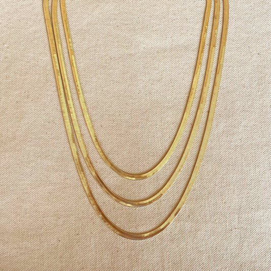 18k Gold Filled 4.0mm Thickness Herringbone Chain: 20 inches