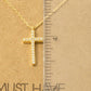 Gold Dipped Cz Pave Cross Pendant Necklace: G