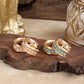 Minimalist Hoops with Faux Pearls or Turquoise – Brushed Gold: Turquoise