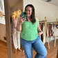 Key Lime Stripe Henley Tank Top