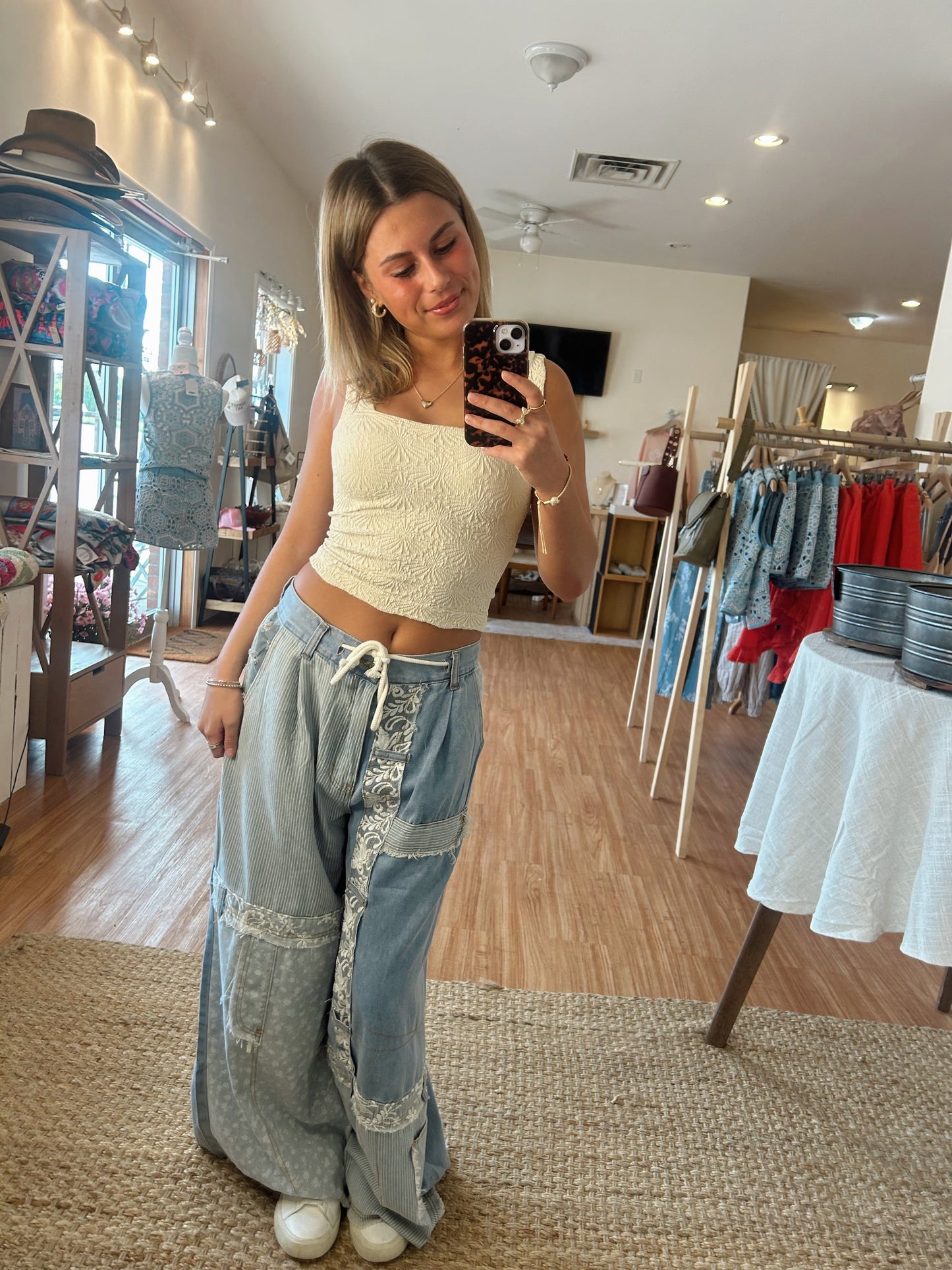 Lace Overlay Jeans