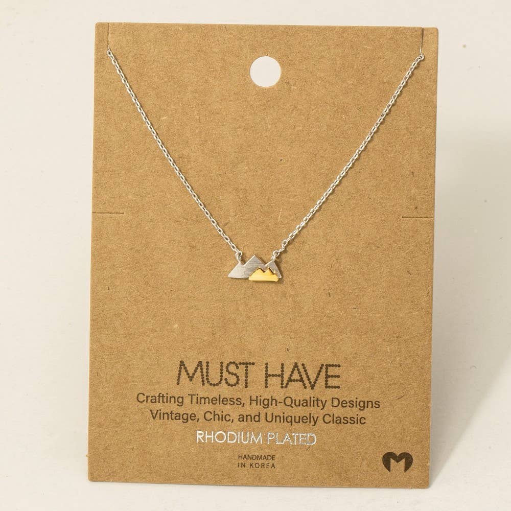 Gold Dipped Dainty Mini Mountain Pendant Necklace: SL