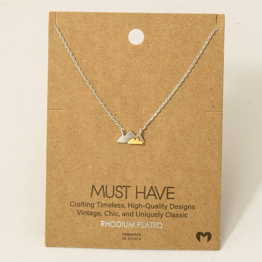 Gold Dipped Dainty Mini Mountain Pendant Necklace: SL