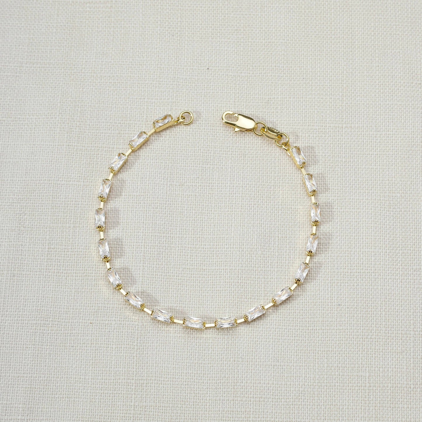 18k Gold Filled Sideway Baguette Tennis Bracelet