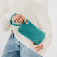 Suede Emma Woven Clutch Wristlet: Burgundy