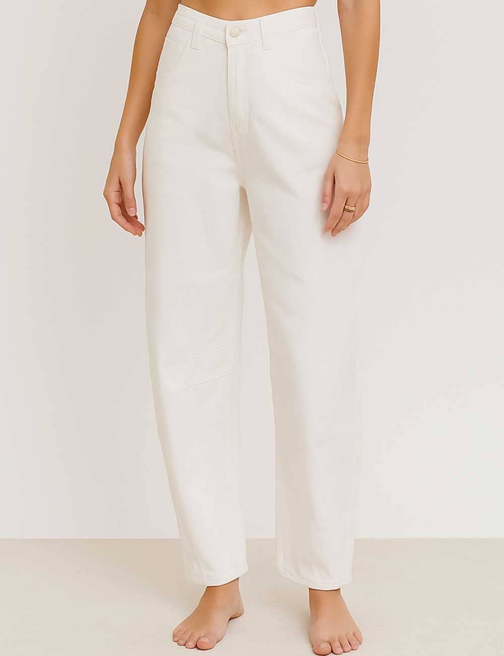 Sunfaded White Barrel Leg Jeans